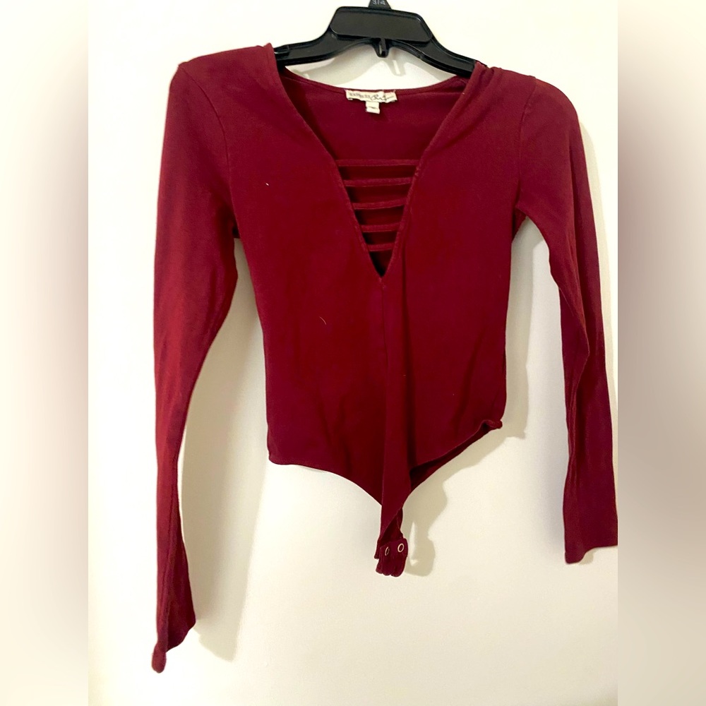 Maroon body suit from Express one eleven